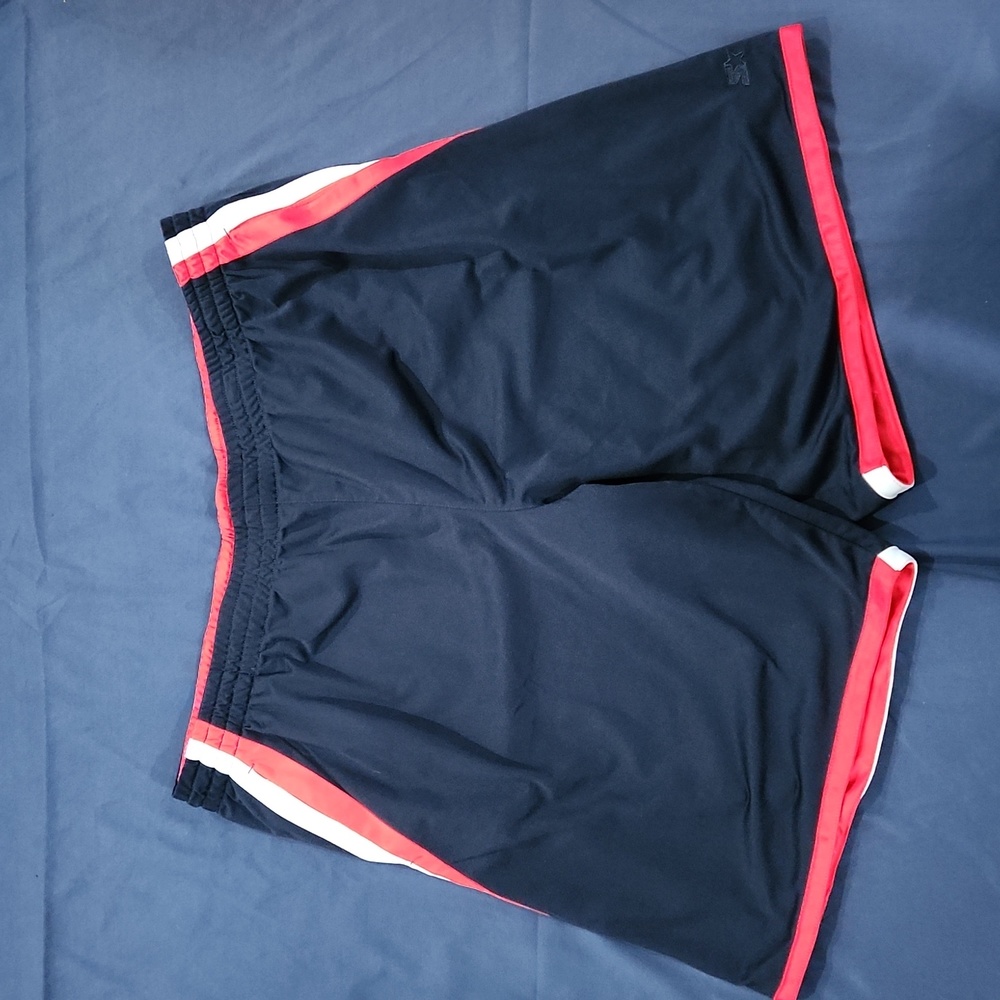 Starter brand men's reversible athletic shorts, navy blue & red, size 3XL